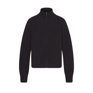 SKIMS Boyfriend Fleece Track Jacket – Washed Onyx – Size XS – New With Tags